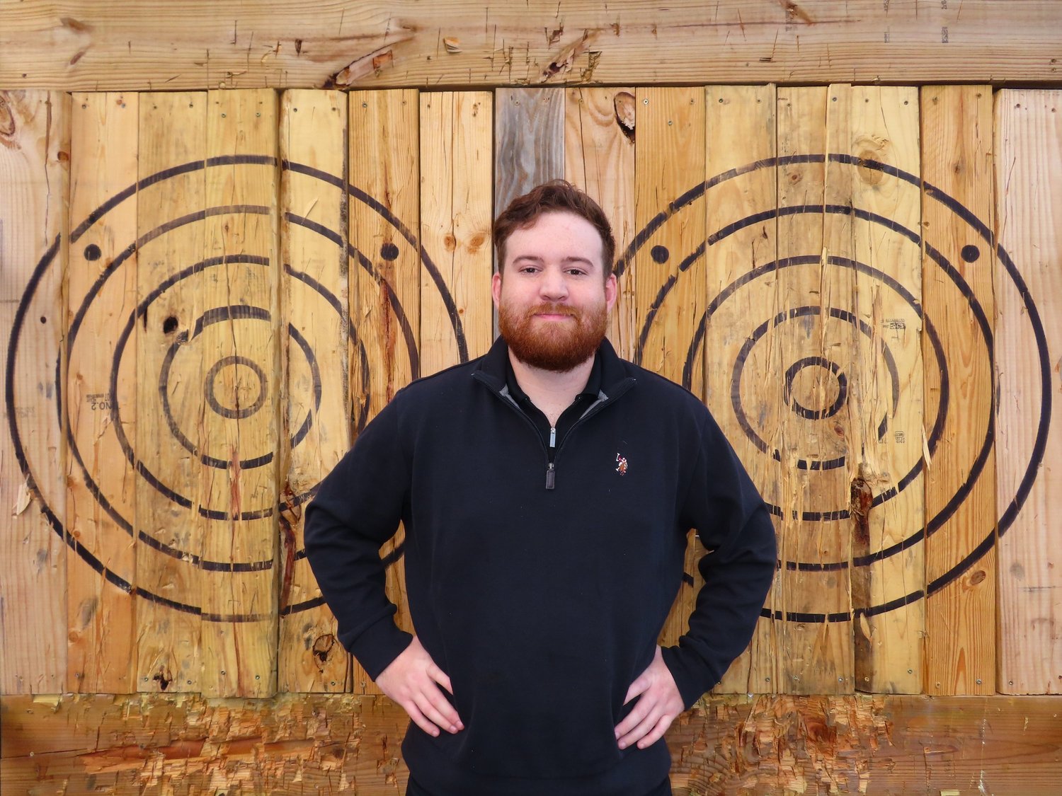 Canaan at the wooden axe-throwing targets